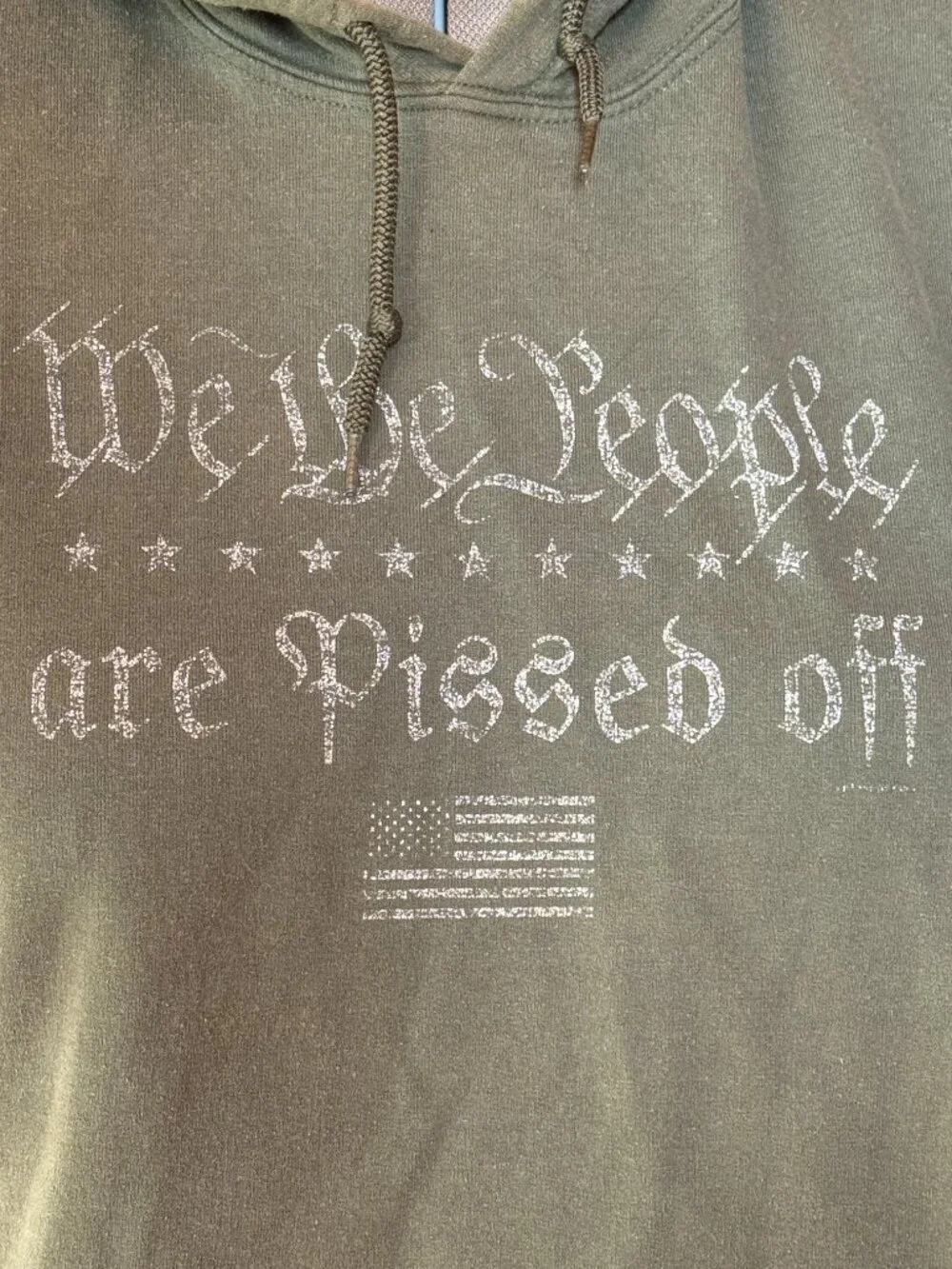 Gildan Heavy Blend Olive Green Hoodie We The People Are Pissed Off Graphic XL